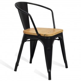 Cadeira industrial de metal Bistro Arms Wood