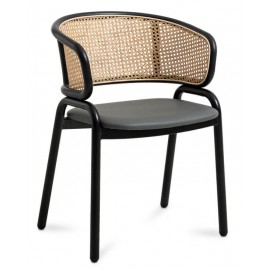 Morley chair in Natural Rattan and black lacquered steel base.