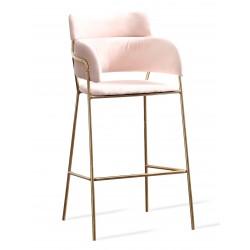 High Upholstered Stool with Golden Legs